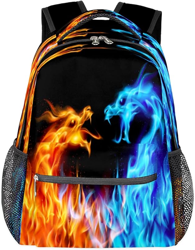 Mochilas de viagem para laptop para mulheres homens dragão chama moda mochilas escolares mochilas para livros, mochilas casuais para meninos meninas trabalho viagens acampamento, Multicor, Medium, Mochilas Daypack