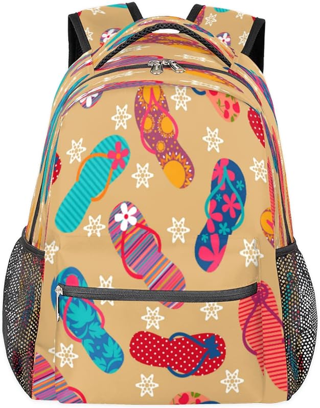 Mochilas de verão para mulheres e homens, mochila escolar com flor estrela para meninos e meninas adolescentes, mochilas para laptop para faculdade, mochila de viagem à prova d’água mochila para caminhada, Multicor, Medium