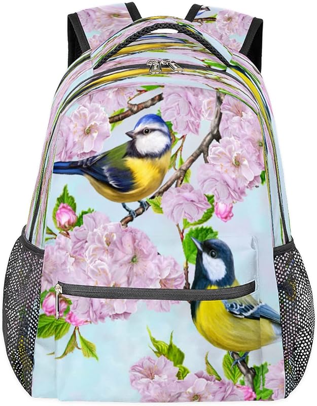 Mochilas para adolescentes, meninas, meninos, flores de titmouse, mochila de viagem para mulheres e homens, mochilas de livros, mochilas universitárias para escola, mochilas para laptop de trabalho, mochilas resistentes à água para caminhadas, Multicor, Medium