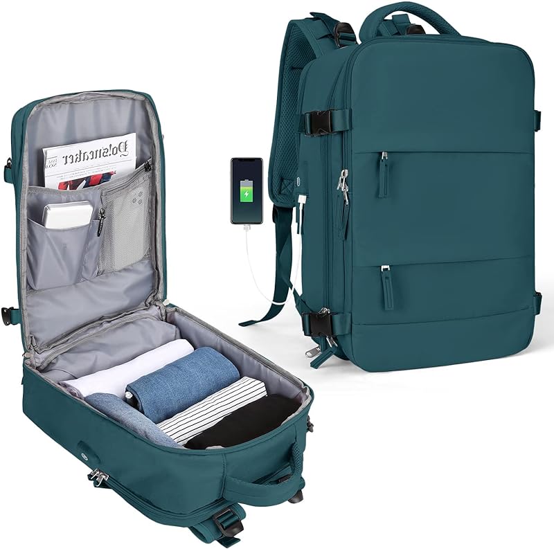 Mochilas Casuais,Mulheres de mochila de viagem grande, Mochila para caminhadas Ajuste ao ar livre à prova d’água 15,6 polegadas Laptop com porta de carga USB Compartimento para sapatos