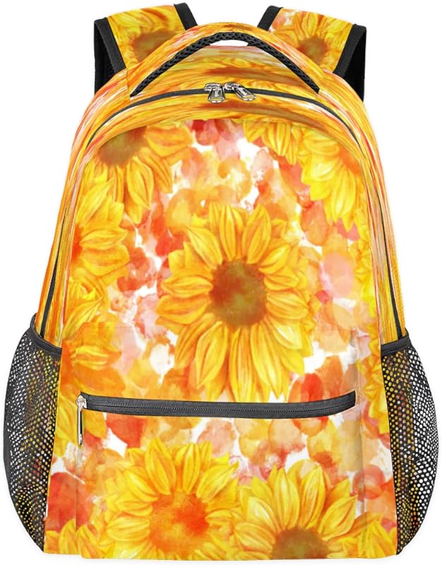 Mochilas para adolescentes, meninas, meninos, girassol, mochila de viagem para mulheres e homens, bolsas de aquarela, mochilas para faculdade, mochilas para laptop de trabalho, mochila resistente à água para caminhadas, Multicor, Medium