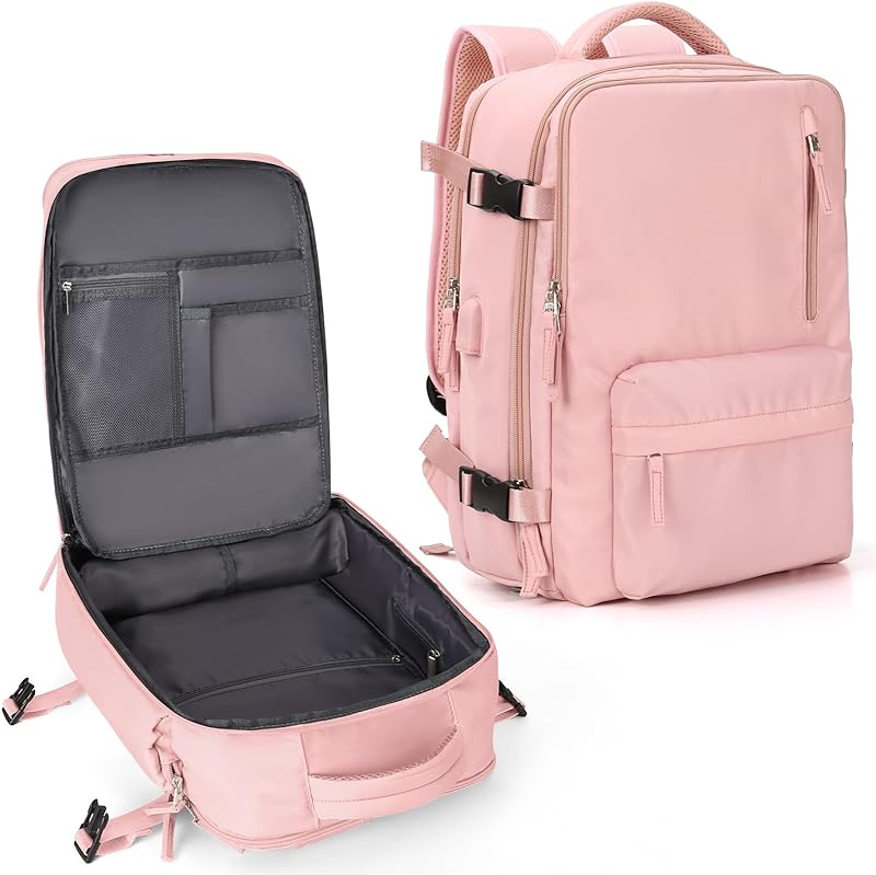 Mochila de viagem grande feminina, bagagem de mão, mochila impermeável para fazer trilha e esportes ao ar livre, mochila escolar, B – Rosa