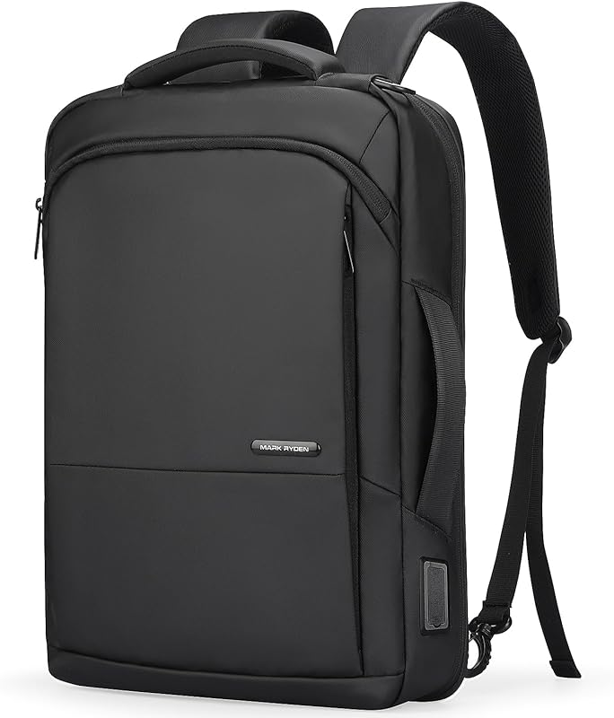Mochila para laptop masculina e feminina com porta de carregamento USB e zíperes YKK