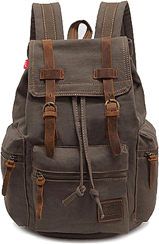 Bestgift Bolsa de lona masculina mochila retrô bolsa de computador bolsa escolar estudante
