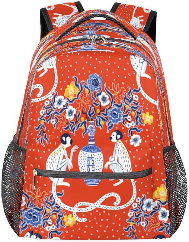 Mochilas chinesas para mulheres homens, mochila escolar de macaco para meninos e meninas adolescentes, mochilas para laptop para faculdade de trabalho, mochila de viagem à prova d’água mochila para livros para caminhadas, Multicor, Medium Mochilas chinesas para mulheres homens, mochila escolar de macaco para meninos e meninas adolescentes, mochilas para laptop para faculdade de trabalho, mochila de viagem à prova d’água mochila para livros para caminhadas, Multicor, Medium