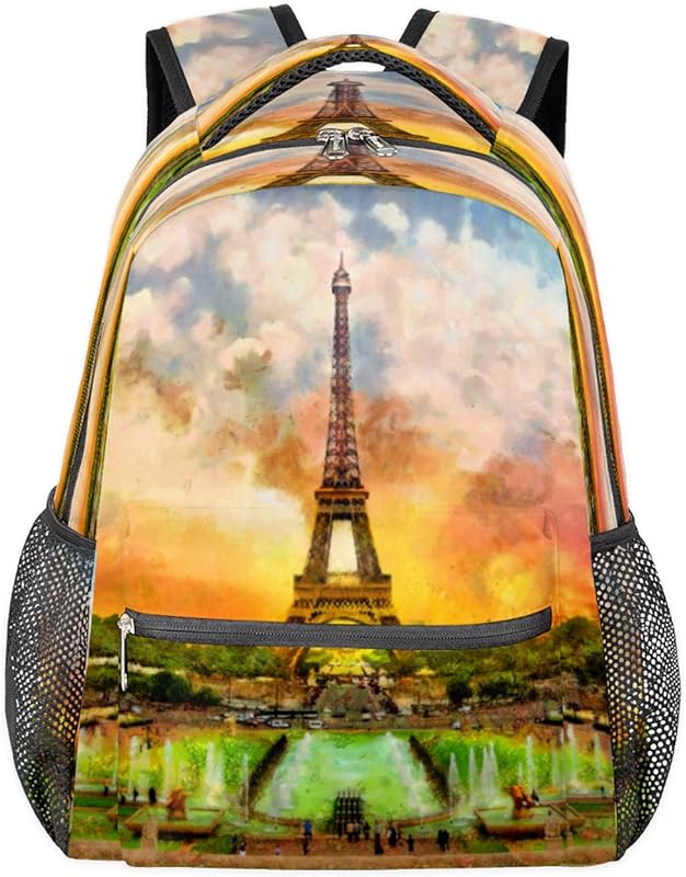 Mochilas Torre Eiffel para mulheres e homens, mochila escolar colorida da França para meninos e meninas, mochilas para laptop para faculdade, mochila de viagem à prova d’água mochila para caminhada, Multicor, Medium