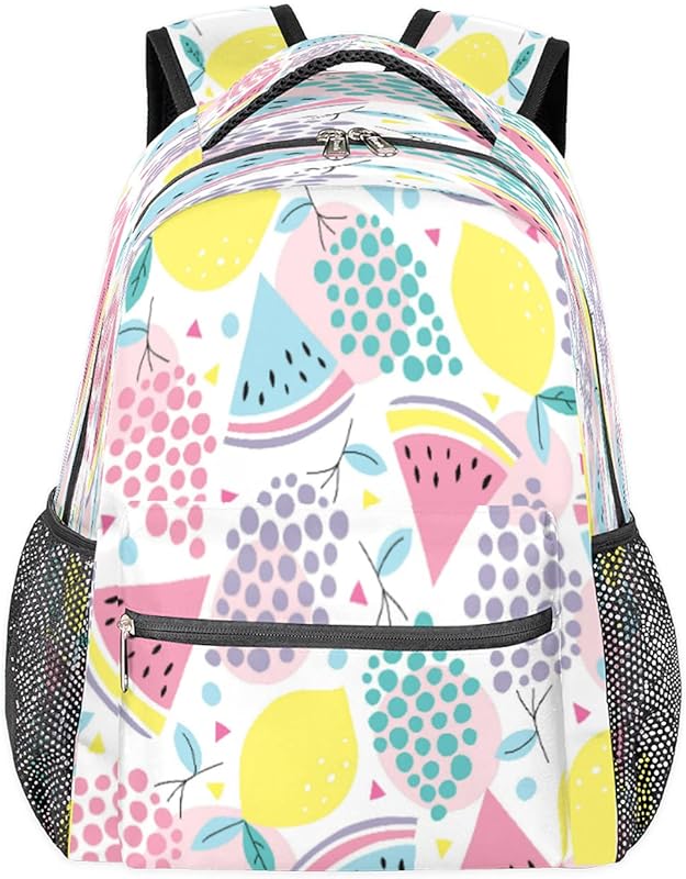 Mochila para mulheres e homens, frutas, melancia, limão, viagem, laptop, mochila à prova d’água, mochila diária com vários bolsos, mochila casual para escola, acampamento, caminhada, trabalho, Multicor, Medium, Mochilas Daypack
