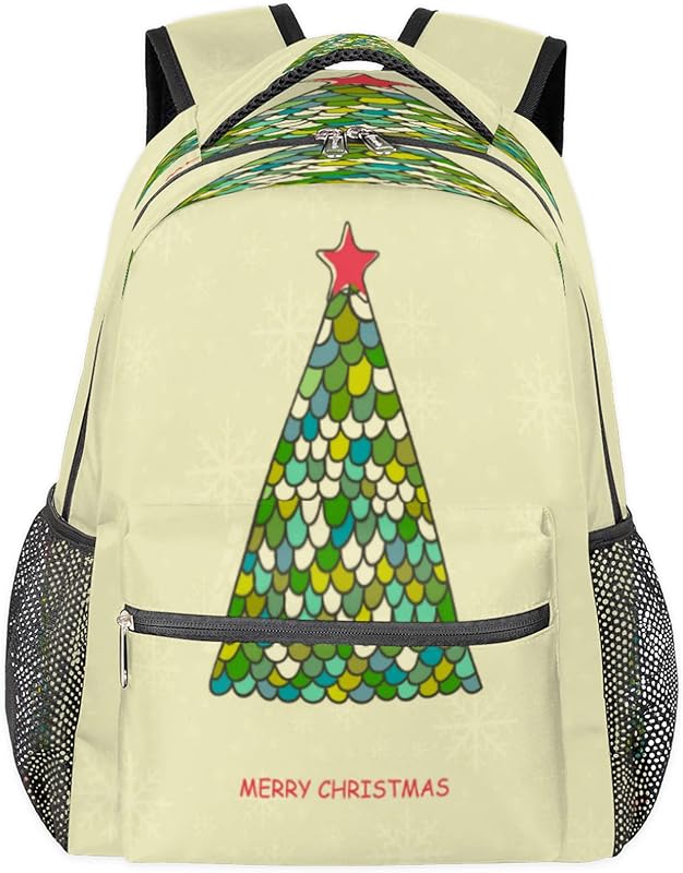 Mochilas para árvore de Natal para mulheres e homens, mochila escolar amarela para meninos e meninas adolescentes, mochilas para laptop para faculdade de trabalho, mochila de viagem à prova d’água mochila para livros para caminhadas, Multi