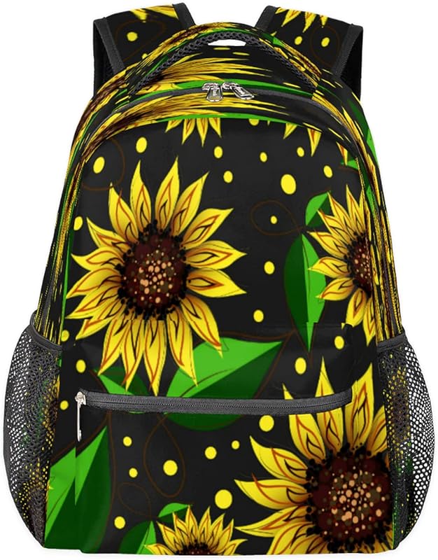Mochilas de bolinhas para mulheres e homens, mochila escolar de girassol para meninos e meninas adolescentes, mochilas para laptop para faculdade de trabalho, mochila de viagem à prova d’água mochila para livros para caminhadas, Multicor, Medium