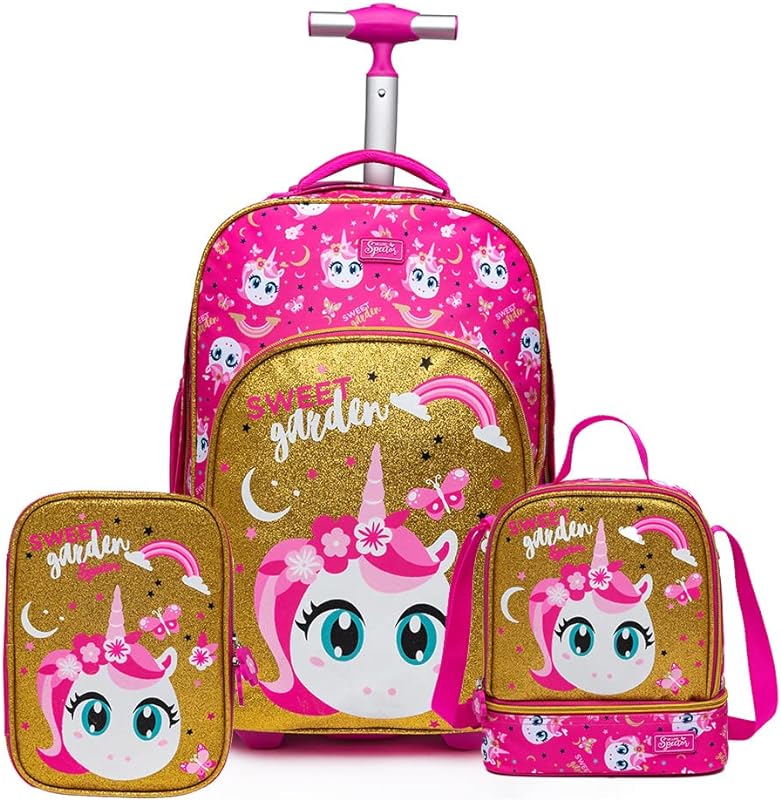 Kit Unicórnio Mochila de Rodinha + Lancheira Térmica + Estojo Spector Escolar