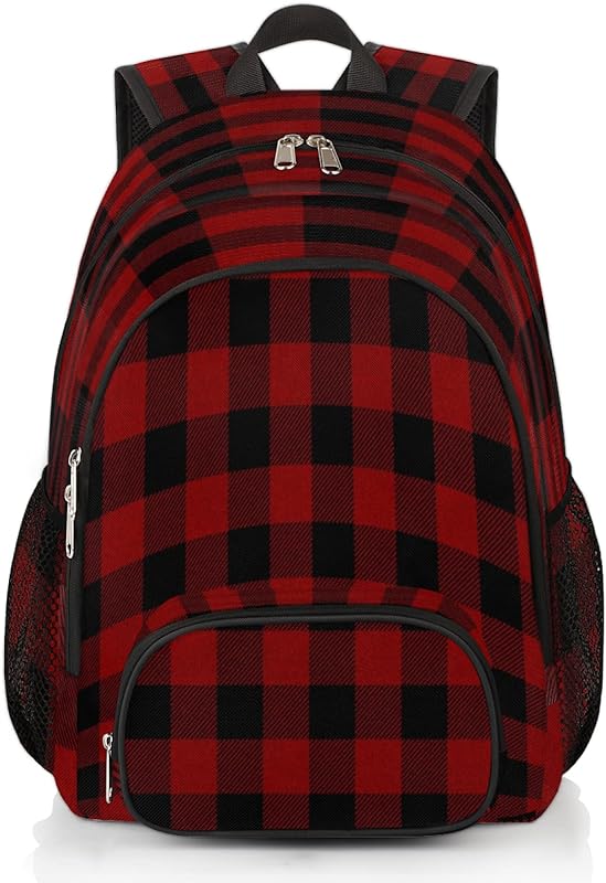 Mochila escolar xadrez de búfalo vermelho preto para adolescentes meninos meninas tartã xadrez mochila faculdade mochilas com alça no peito viagem computador mochila casual, Xadrez 1 Mochila escolar xadrez de búfalo vermelho preto para adolescentes meninos meninas tartã xadrez mochila faculdade mochilas com alça no peito viagem computador mochila casual, Xadrez 1