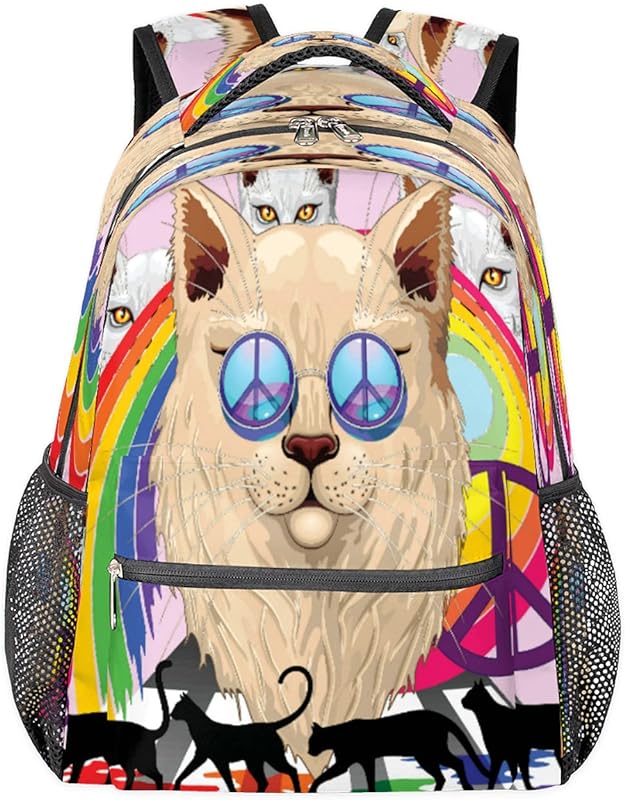 Mochila para mulheres e homens, arco-íris, animal, lobo, viagem, laptop, mochila à prova d’água, mochila diária com vários bolsos, mochila casual para escola, acampamento, caminhada, trabalho, Lobo, Medium, Mochilas Daypack