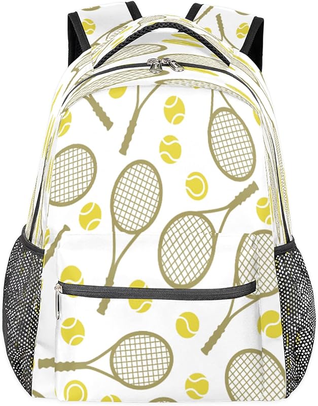 Mochilas femininas com estampa de bola de tênis para laptop, mochilas para negócios, mochila escolar para estudantes com alça de ombro ajustável, mochila casual para viagem e acampamento, para mulheres e homens, Multicor, Large, Mochilas Daypack
