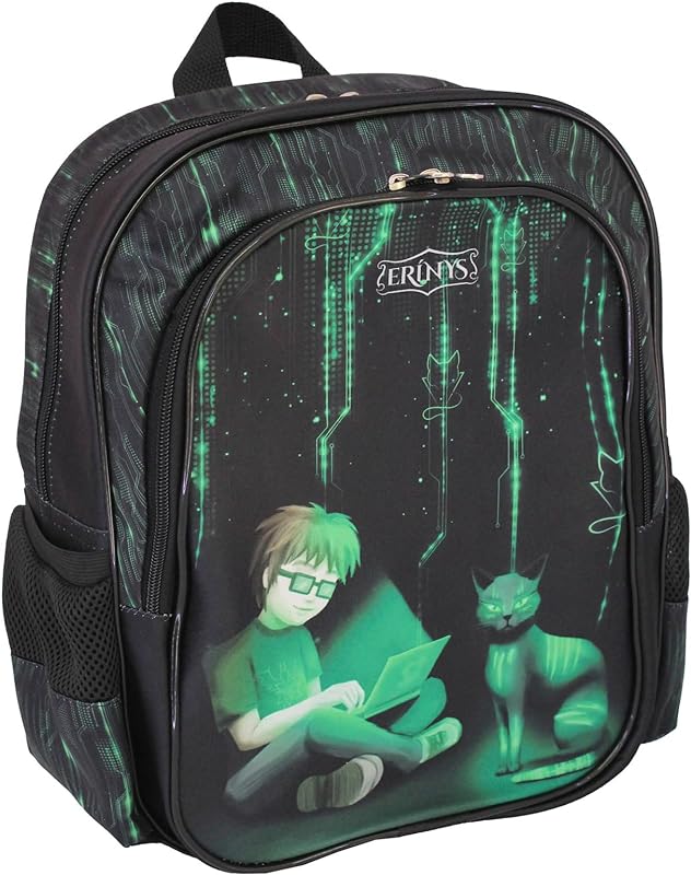 Mochila Masculina Infantil LS Erínys Preto Com Verde Alec 2 Divisões – MO4520