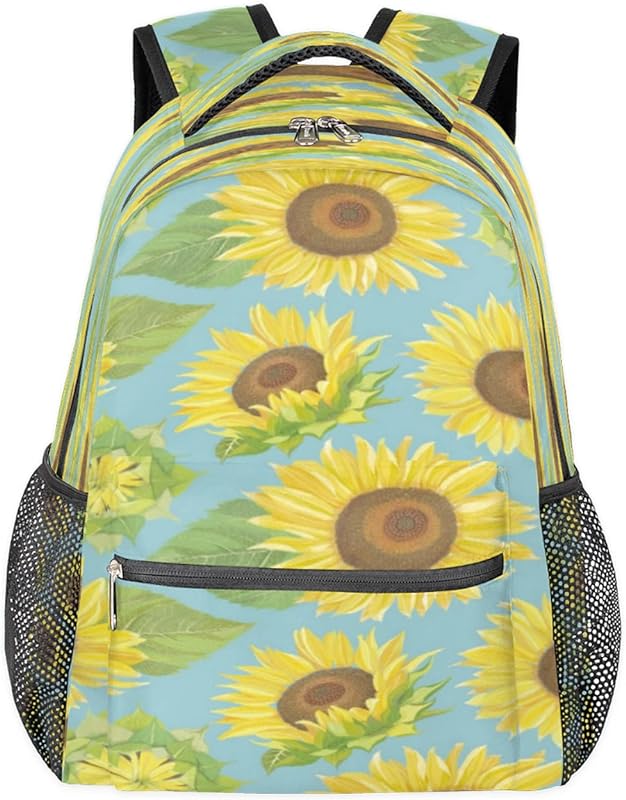 Mochilas de girassol para mulheres e homens, mochila escolar de folhas para meninos e meninas adolescentes, mochilas para laptop para faculdade de trabalho, mochila de viagem à prova d’água mochila para livros para caminhadas, Multicor, Medium