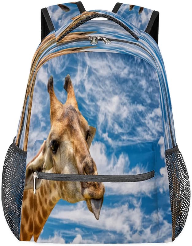 Mochila de girafa para mulheres e homens, mochila de viagem para laptop, impermeável, mochila diária de céu animal com vários bolsos, mochila casual para escola, acampamento, caminhada, trabalho, Multicor, Medium, Mochilas Daypack