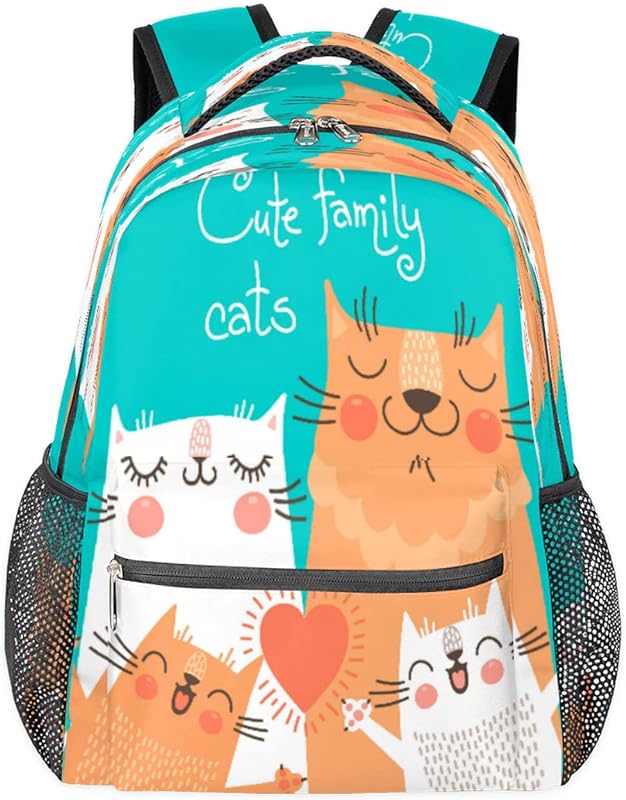 Mochilas de gato fofas para mulheres homens, mochila escolar de família de animais para meninos e meninas adolescentes, mochilas para laptop para faculdade, mochila de viagem à prova d’água mochila para caminhada, Multicor, Medium