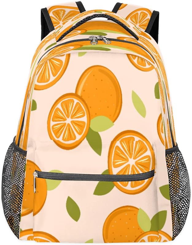 Mochilas para adolescentes meninas meninos laranja mochila de viagem para mulheres homens, bolsas de livro de frutas, mochilas universitárias para escola, mochilas para laptop de trabalho, mochila resistente à água para caminhadas, Multicor, Medium