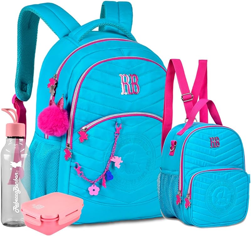 Coleção Rebecca Bonbon Mochila E Lancheira Térmica Soft RB Com Squeeze 700 Mls E Marmitinha RB (Azul) Coleção Rebecca Bonbon Mochila E Lancheira Térmica Soft RB Com Squeeze 700 Mls E Marmitinha RB (Azul)