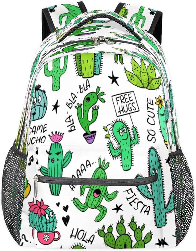 Mochilas de cacto engraçadas para mulheres homens, mochila escolar tropical de suculentas para meninos e meninas, mochilas para laptop para faculdade, mochila de viagem à prova d’água mochila para caminhadas, Multicor, Medium