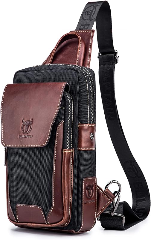 Snario Mochila masculina de couro estilo bolsa de peito casual bolsa crossbody mochila de viagem mochila de ombro de viagem