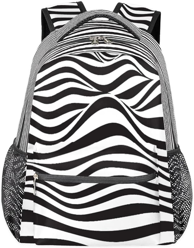 Mochilas para adolescentes, meninas, meninos, estampa de zebra, mochila de viagem para mulheres e homens, mochilas listradas, mochilas universitárias para escola, trabalho, laptop, mochila resistente à água para caminhadas, Multicor, Medium