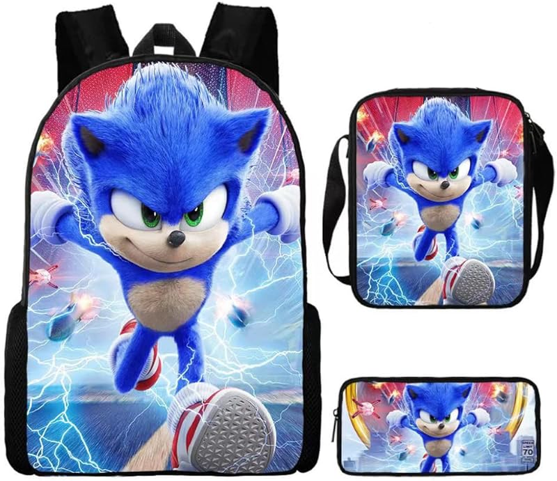 16″ ombro saco 3 desenho duplo mochila escola primária bolsa bolsa saco de almoço mochila