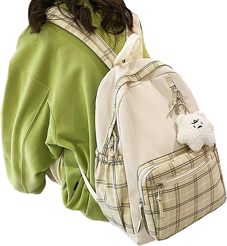 Mochila Kawaii | Mochila escolar xadrez para meninas | Mochilas para laptop universitário, antifurto, viagem granpara adolescentes, meninas, mulheres, estudantes Nanyaciv