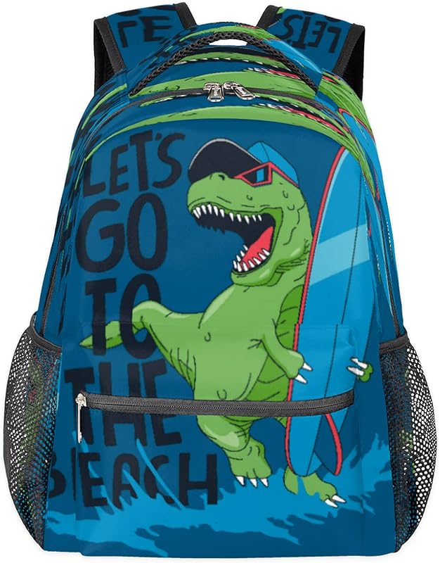 Mochilas de dinossauro para mulheres e homens, mochila escolar de surfe na praia para meninos e meninas adolescentes, mochilas para laptop para faculdade de trabalho, mochila de viagem à prova d’água mochila para livros para caminhadas, Multi