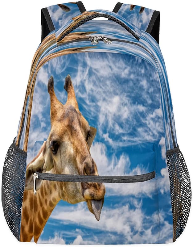 Mochilas de girafa de animal para mulheres homens, mochila escolar de céu azul para meninos e meninas adolescentes, mochilas para laptop para faculdade de trabalho, mochila de viagem à prova d’água mochila para livros para caminhadas, Multi