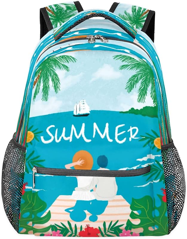 Mochilas de verão para mulheres e homens, mochila escolar de praia com flores para meninos e meninas, mochilas para laptop para faculdade de trabalho, mochila de viagem à prova d’água mochila para caminhada, Multi