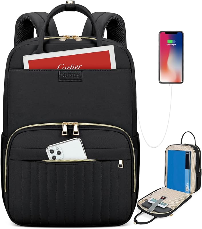 NUBILY Mochila feminina para laptop de 15,6 polegadas à prova d’água para viagem e trabalho