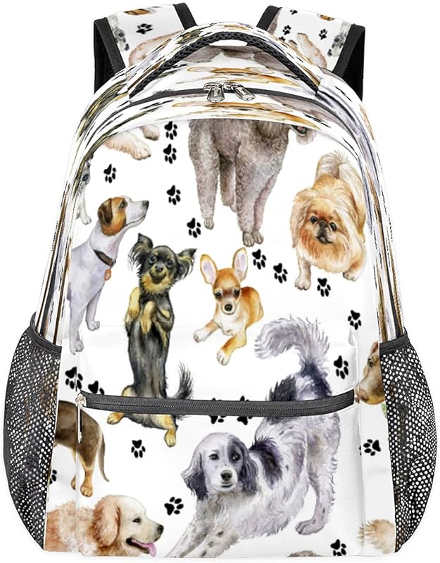 Mochila para mulheres e homens, chihuahua, estampa de pata de cachorro, mochila para laptop de viagem, mochila diária à prova d’água, mochila com vários bolsos, mochila casual para escola, acampamento, caminhada, trabalho, Multicor, Medium, Mochilas Daypack