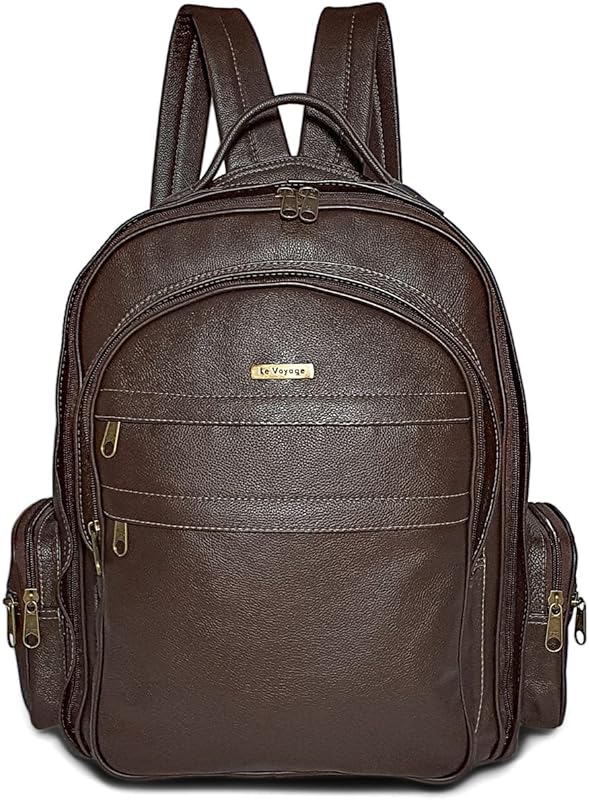 Mochila Grande De Couro Legítimo Para Notebook E Viagem Cor:Marrom