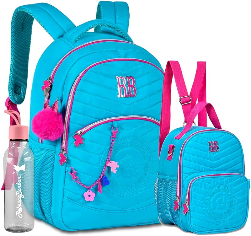 Kit Escolar Feminino Mochila E Lancheira Rebecca Bonbon Soft Com Squeeze RB 700 Mls