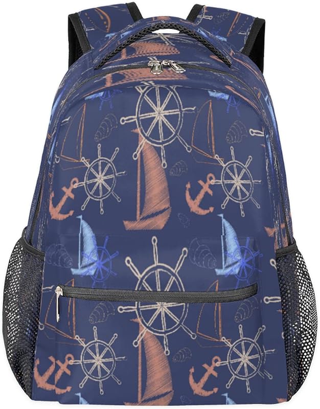 Mochilas para adolescentes, meninas, meninos, navio, mochila de viagem para mulheres e homens, bolsas náuticas, mochilas universitárias, mochilas para trabalho, laptop, mochila resistente à água para caminhadas, Multicor, Medium