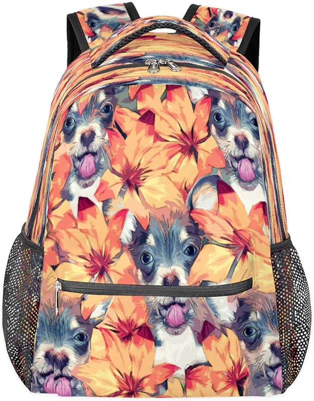 Mochilas de folha de bordo para mulheres e homens, mochila escolar de cachorro para meninos e meninas adolescentes, mochilas para laptop para faculdade de trabalho, mochila de viagem à prova d’água mochila para livros para caminhadas, Multicor, Medium