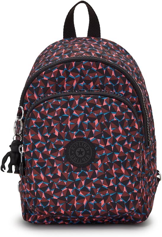 Mochila feminina New Delia Compact Happy Squares Print, 18 cm x 23 cm x 12 cm, Estampa de quadrados felizes, 7” x 9.25” x 5”, Mochila compacta New Delia Happy Squares Print