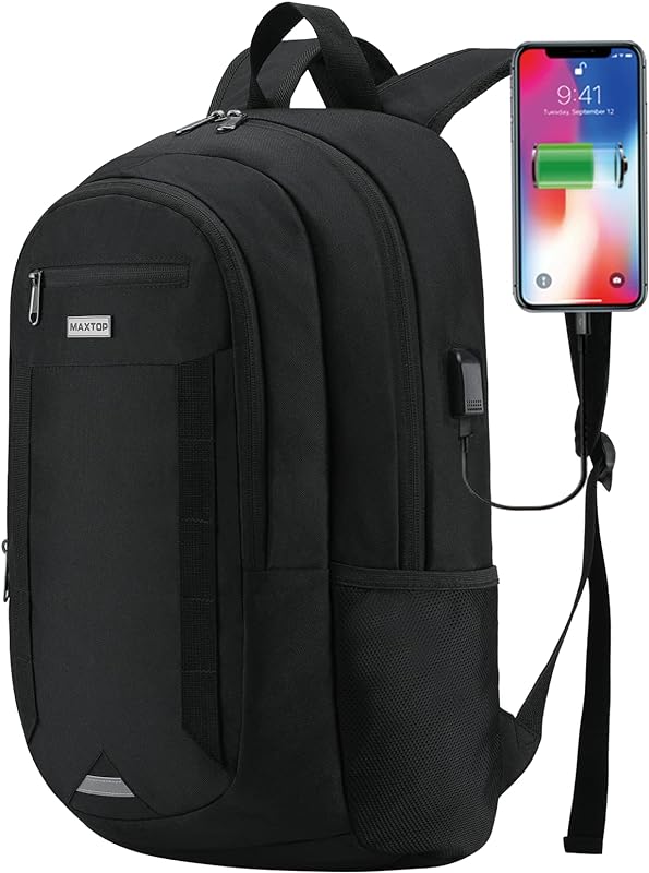 MAXTOP Mochila de viagem para laptop, mochilas de negócios com porta de carregamento USB, resistente à água, escola, faculdade