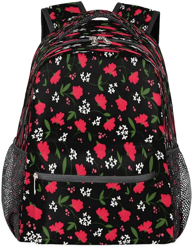 Mochilas para adolescentes, meninas, meninos, folhas de flores, mochila de viagem para mulheres e homens, bolsas florais para livros, mochilas universitárias, mochilas para trabalho, laptop, mochila resistente à água para caminhadas, Multicor, Medium