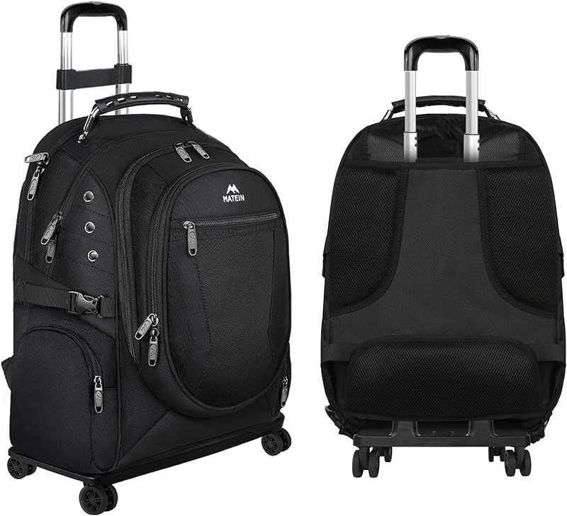Mochila de viagem, mochila para laptop com rodas removíveis para mulheres e homens, mochila de rolo de 15,6 polegadas para negócios, faculdade escolar, presentes para ele, ela, namorado,