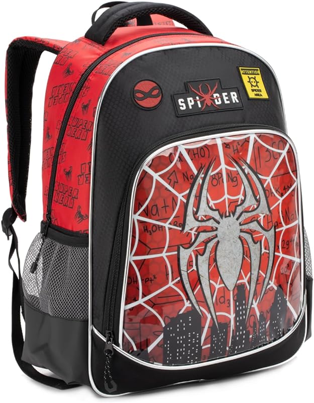 Mochila escolar infantil meninos Homem Aranha jardim mochila escolar Vermelha e preta