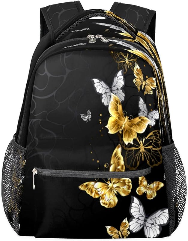 Mochila feminina com estampa de borboleta, mochila para laptop para negócios, mochila escolar para estudantes com alça de ombro ajustável, mochila casual para viagem e acampamento, para mulheres e homens, Multicor, Large, Mochilas Daypack