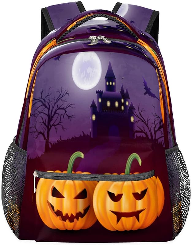 Mochilas de abóbora de Halloween para mulheres e homens, mochila escolar noturna assustadora para meninos e meninas adolescentes, mochilas para laptop para faculdade, mochila de viagem à prova d’água mochila para caminhada, Multi