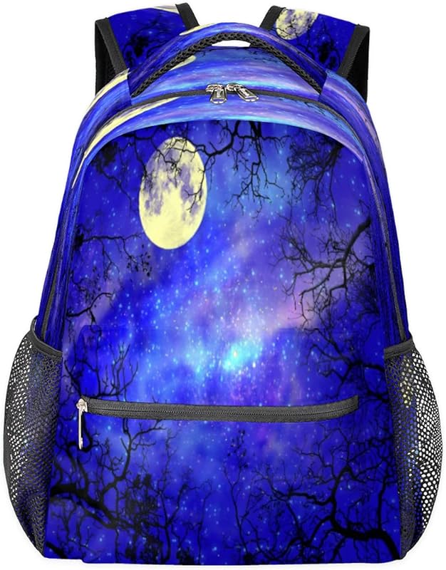 Mochilas Galaxy Forest para mulheres, homens, nebulosa da lua, mochila escolar para meninos, meninas, adolescentes, mochilas para laptop para trabalho, faculdade, mochila de viagem à prova d’água, mochila para livros, mochila para caminhadas, Multicor, Medium