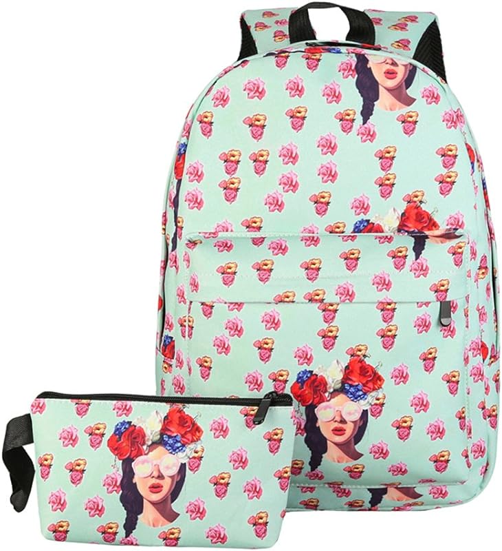 Mochila feminina de nylon com estampa de sorriso 3D da Diamondo, bolsa escolar para viagens ao ar livre