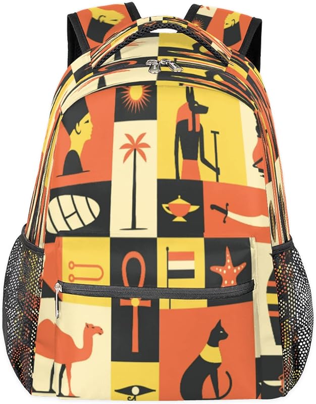 Mochilas de Camelo Antigo para Mulheres Homens, Mochila Escolar Egípcia para Meninos Meninas Adolescentes, Mochilas para Laptop para Faculdade de Trabalho, Mochila de Viagem À Prova D’água Mochila para Caminhadas, Multicor, Medium