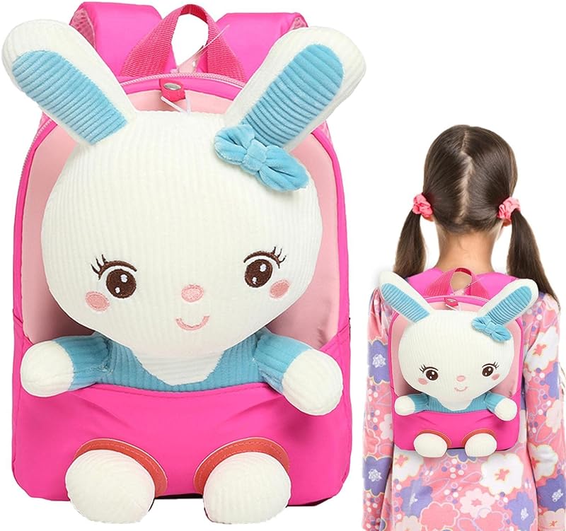 Coelho Mochila – Mochila infantil leve com boneca coelho | Mochilas para meninas adolescentes, bolsa viagem para lanches, bolsa ombro pré-escolar para crianças 2 a 6 anos Lafan