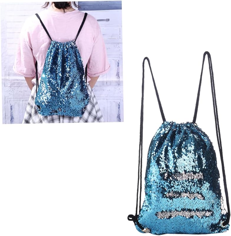 COLLBATH Mochila Ao Ar Livre Com Cordão Mochila Com Cordão Mochila Com Glitter Mochila De Viagem Bolsa Esportiva Bolsa De Dança Lantejoulas Miss Flash Mochila Feminina Lantejoulas Bolsa