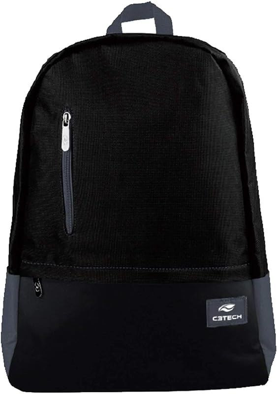 Mochila para Notebook C3 TECH 15.6′ MC-10BK Vancouver Com Bolso Frontal com Zíper Confeccionada em Nylon e Forro em Nylon Preta